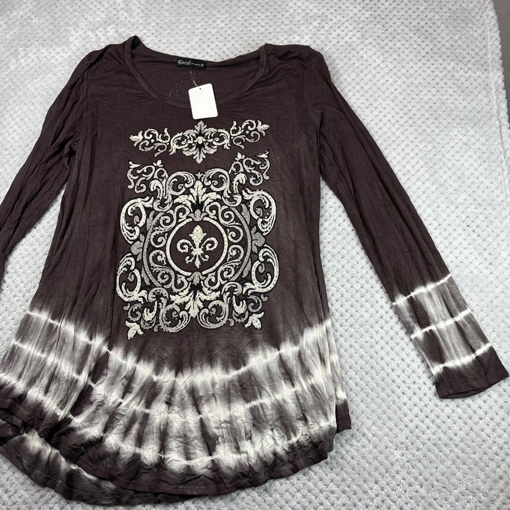 NWT Vocal Y2K women's longsleeve tunic, top with tie-dye design. Size 3XL.